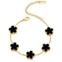 Bracelet en Acier Inoxydable Doré – Motif Trèfle Élégant